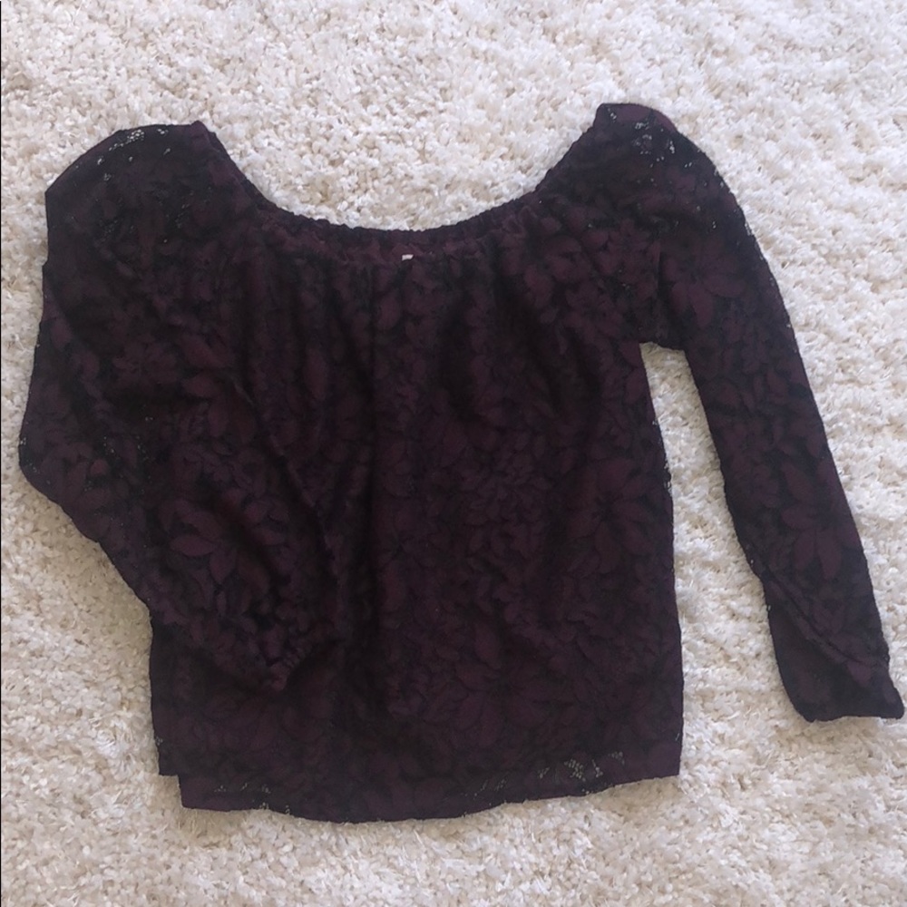 dark purple off the shoulder